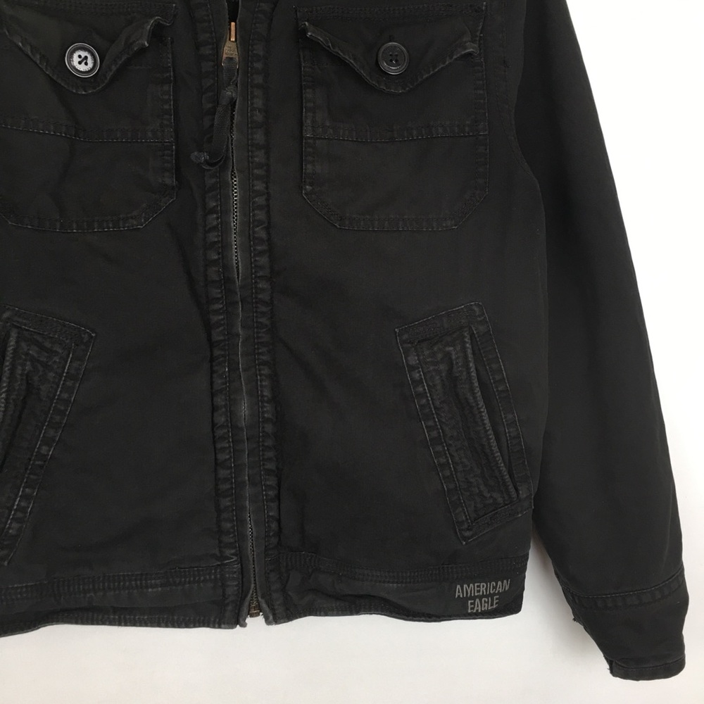 Vintage American Eagle Barn Chore Coat Jacket Canvas Black Quilt Lined Mens L - Picture 4 of 13